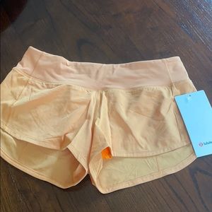 NWT lululemon speed up shorts- orange 2.5”